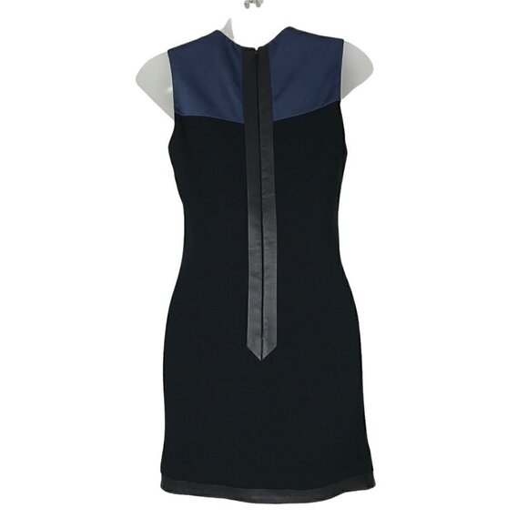 RAG & bone Blue And Black Mini Dress  Accent Leather On Trim And Zipper Size 00 - Picture 5 of 7